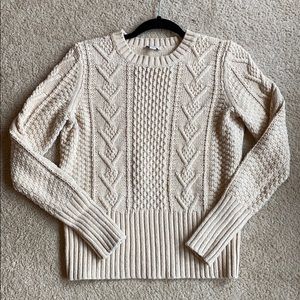 Oatmeal Gap Cable Knit Crew Neck Sweater Sz S EUC